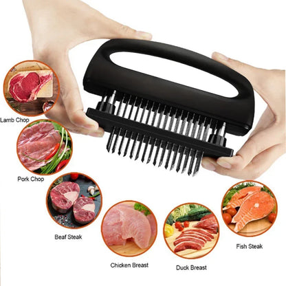 1PC Retractable Stainless Steel Meat Needle Softener Tenderizer 48 Blades Kitchen Cooking Steak Hammer Pounder Tools Meat Beater